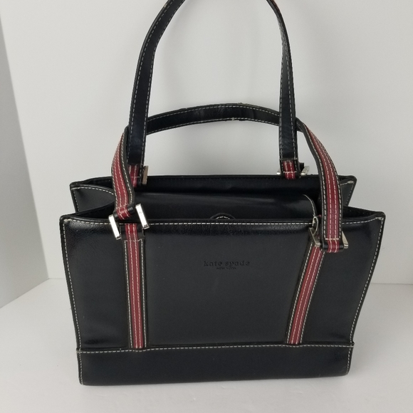 Vintage Kate Spade Tote Bag Black Leather Purse - Picture 13 of 14